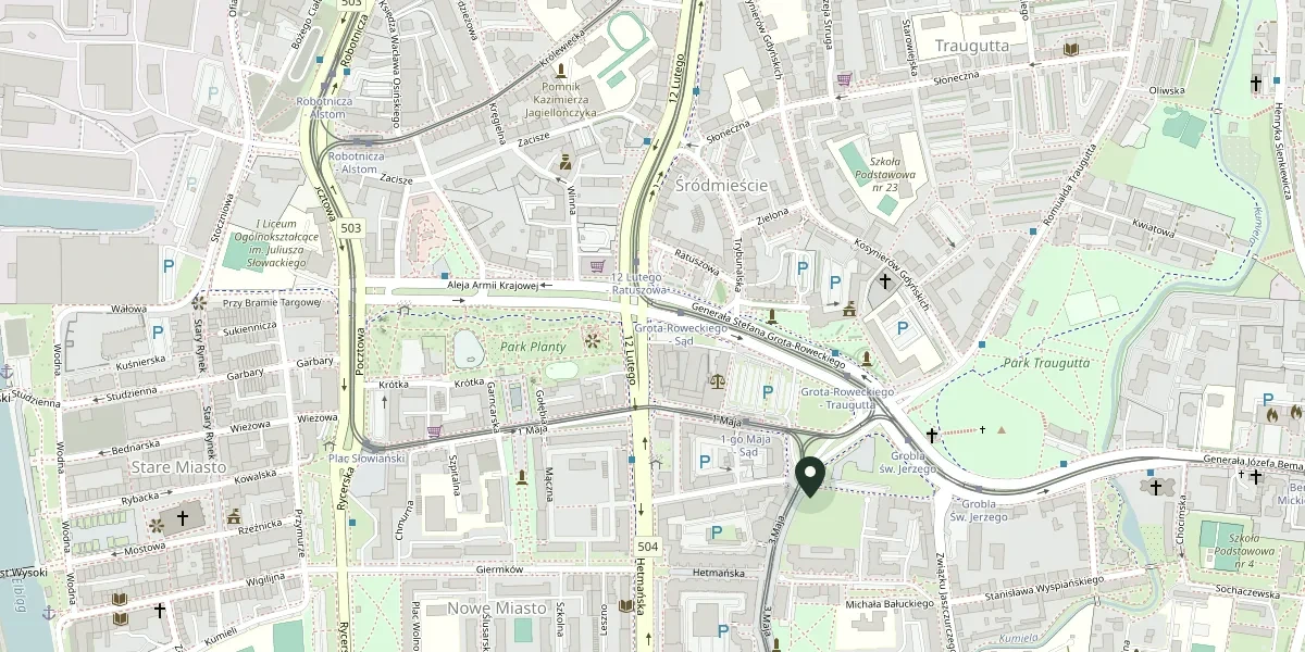 Mapa okolicy gabinetu przy ul. 1 Maja 58M w Elblągu